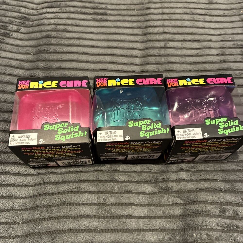 Complete Set NEE DOH Nice Cubes Blue Pink Purple - Lot of 3 RARE!!